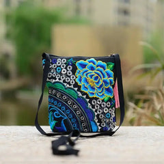 Women Ethnic Peony Min Shoulder Bag Embroidery Crossbody Handbag