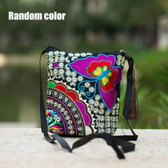 Women Ethnic Peony Min Shoulder Bag Embroidery Crossbody Handbag