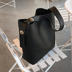 Women Bucket Bag High PU Leather Shoulder Bag Girl Handbags