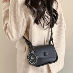 Women Tote Bag Portable PU Leather Hand Bag Lightweight with Bear Pendant