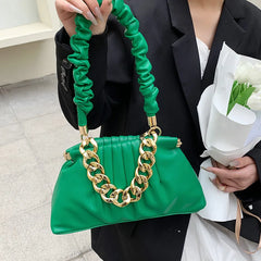 Women Fold Shoulder Bags Lady Handbags Purse Clutch Chain Cloud Underarm Crossbo