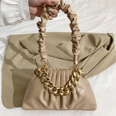 Women Fold Shoulder Bags Lady Handbags Purse Clutch Chain Cloud Underarm Crossbo