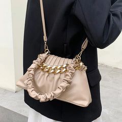 Women Fold Shoulder Bags Lady Handbags Purse Clutch Chain Cloud Underarm Crossbo