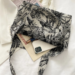 Women Forest Jacquard Canvas Shoulder Shopping Bag Casual Ladies Large Capacity
