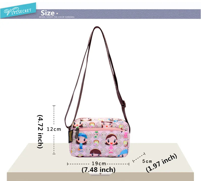 Waterproof Nylon Tsum Flower Crossbody Shoulder Bag for Women Girls