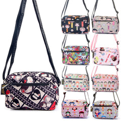 Waterproof Nylon Tsum Flower Crossbody Shoulder Bag for Women Girls