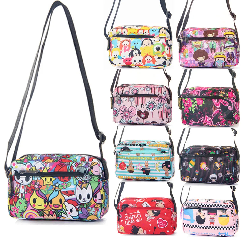Waterproof Nylon Tsum Flower Crossbody Shoulder Bag for Women Girls