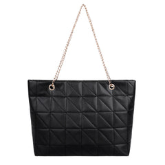 Women Grid Embroidery Thread Quilted Handbag Lady Casual Shoulder Bag