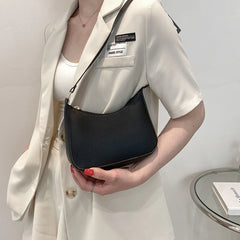 Women Half Moon Shoulder Bags Female Hobos Soft PU Leather Bucket Bag