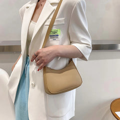 Women Half Moon Shoulder Bags Female Hobos Soft PU Leather Bucket Bag