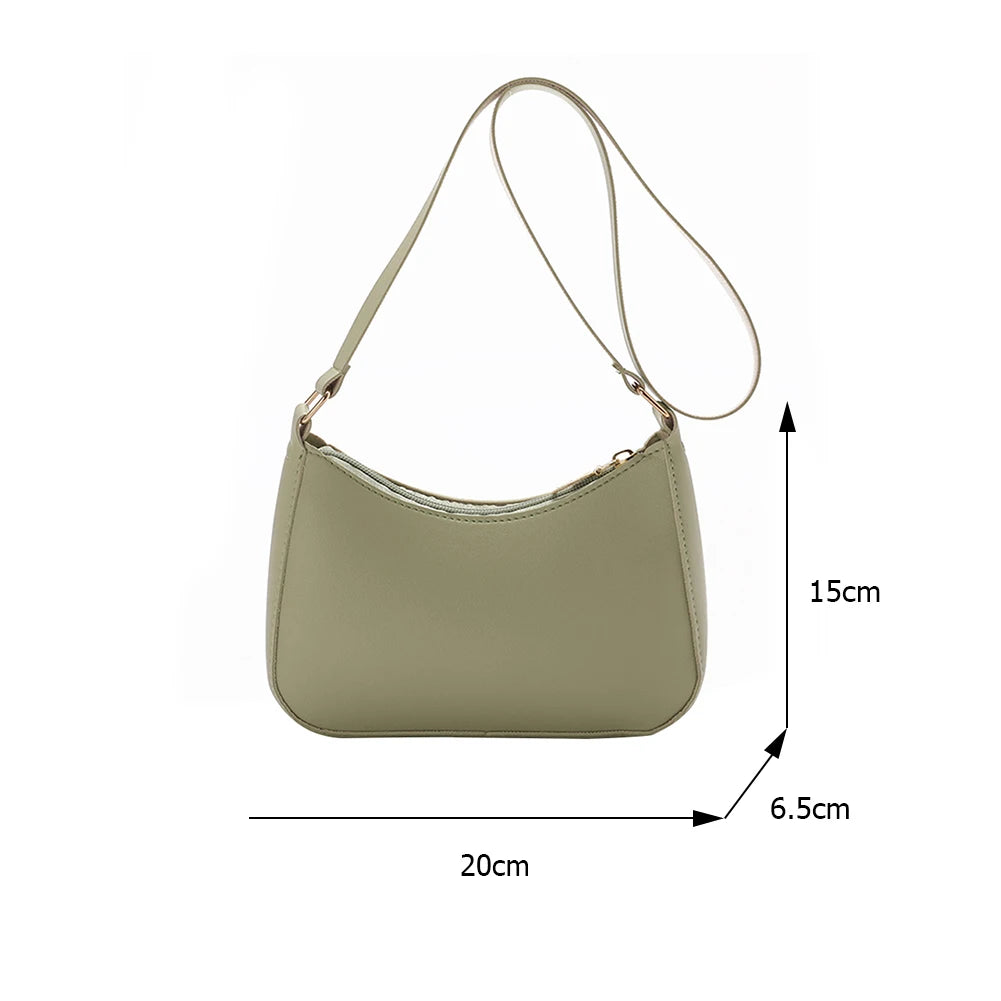 Women Half Moon Shoulder Bags Female Hobos Soft PU Leather Bucket Bag