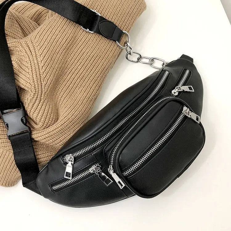 Women Faux Leather Waist Bag Cell Phone Belt Bag