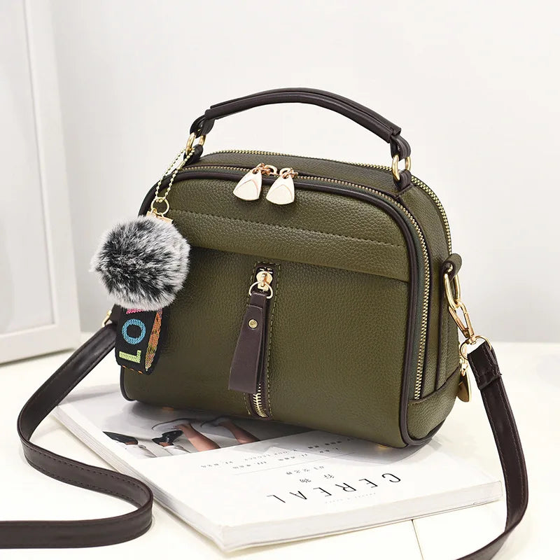 PU Leather Women Messenger Bags With Ball Toy Female Shoulder Bags