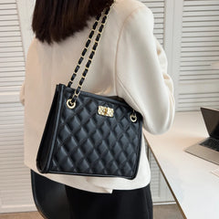 PU Leather Lattice Women Shoulder Bag Famous Ladies Casual Handbag