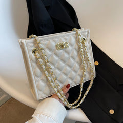 PU Leather Lattice Women Shoulder Bag Famous Ladies Casual Handbag