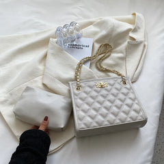 PU Leather Lattice Women Shoulder Bag Famous Ladies Casual Handbag