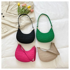 Ladies Green Leather Tote Bag with Chain Shoulder Pouch