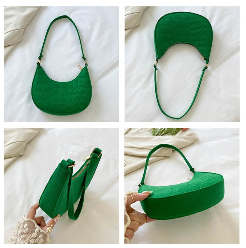 Green Chain Shoulder Pouch Ladies Leather Tote bag