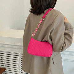 Women Mini Underarm Chain Shoulder Bag Ladies Felt Tote Bag