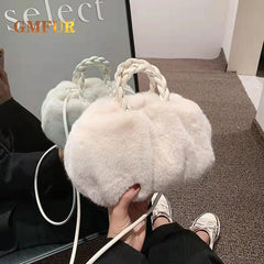 Women Faux Fur Handbag Shoulder Tote Wallet Clutch Purse