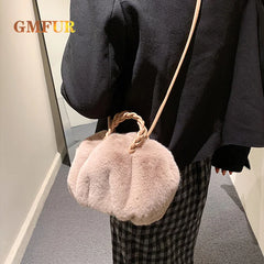 Women Faux Fur Handbag Shoulder Tote Wallet Clutch Purse