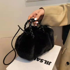 Women Faux Fur Handbag Shoulder Tote Wallet Clutch Purse