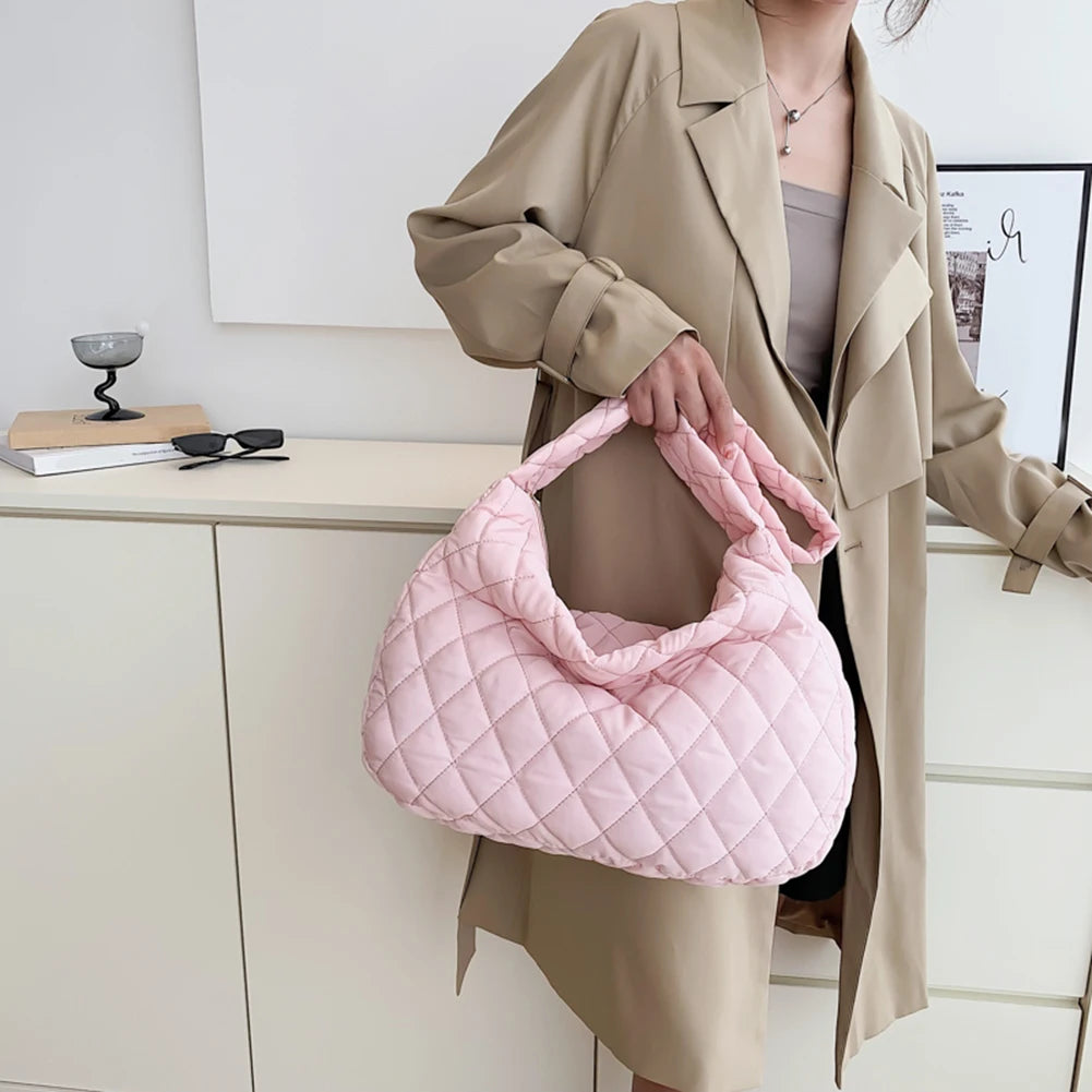 Women Crossbody Bag Rhombus Pattern Tote Girls Handbags Armpit Bag