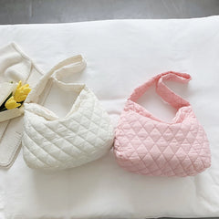 Women Crossbody Bag Rhombus Pattern Tote Girls Handbags Armpit Bag
