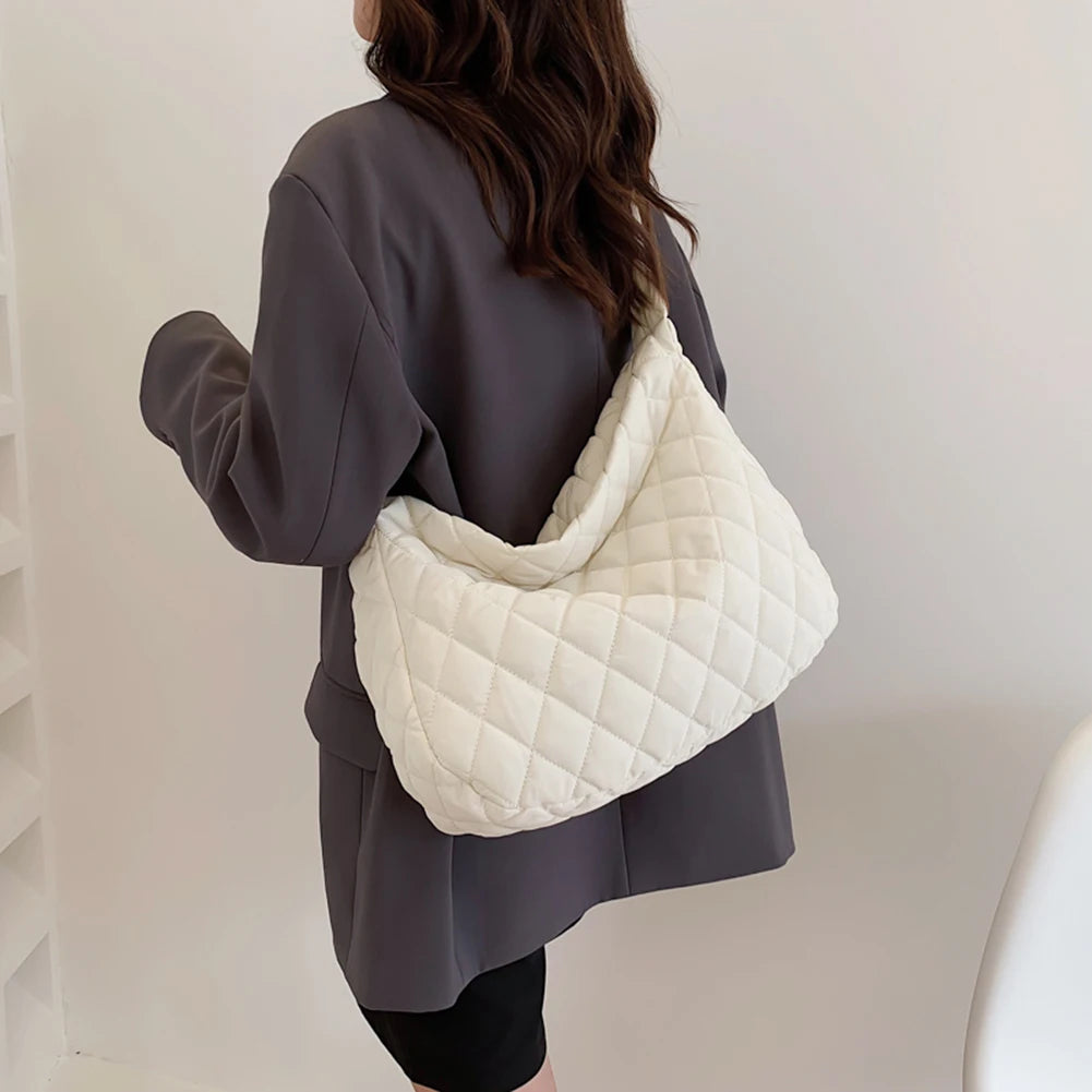 Women Crossbody Bag Rhombus Pattern Tote Girls Handbags Armpit Bag