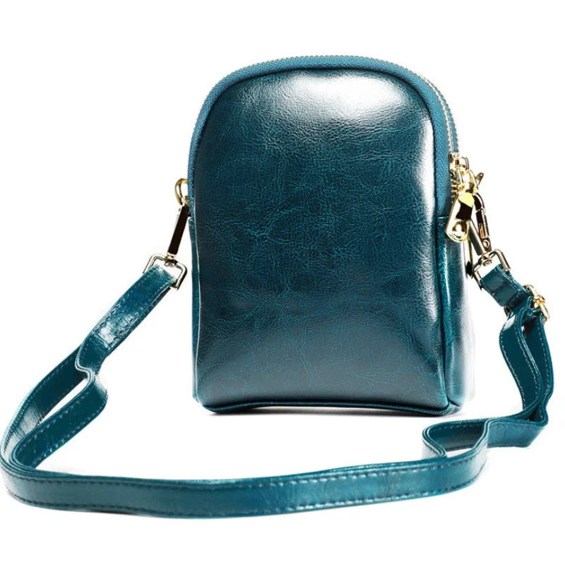 Oil Wax Leather Shoulder Bag Crossbody Clutch