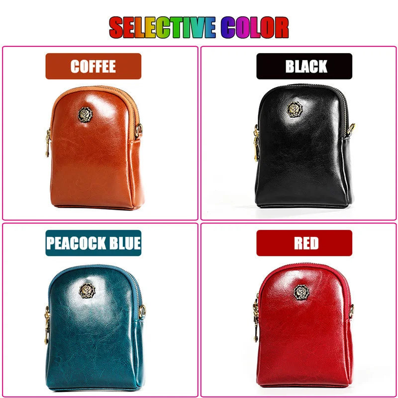 Oil Wax Leather Shoulder Bag Crossbody Clutch