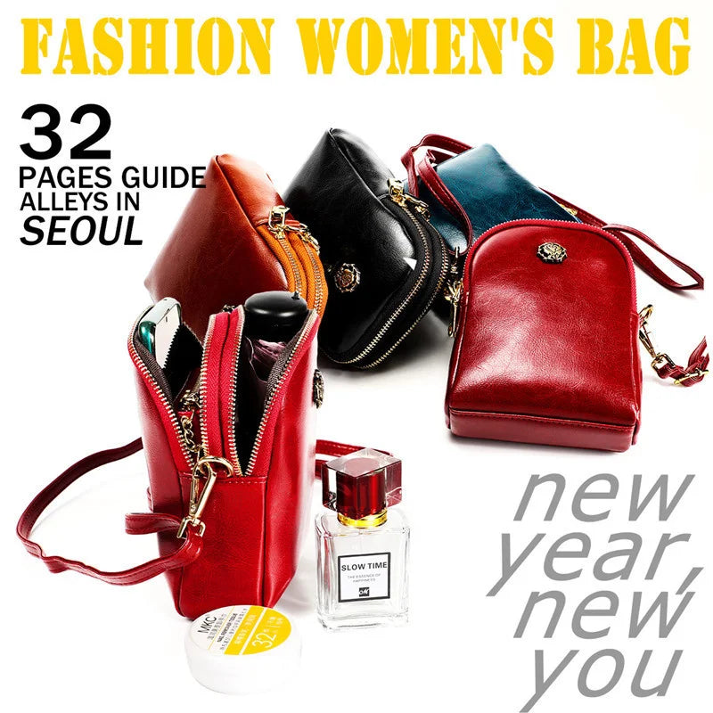 Oil Wax Leather Shoulder Bag Crossbody Clutch
