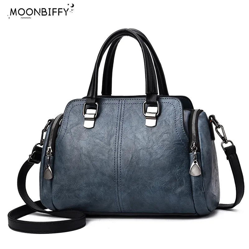 Vintage PU Leather Handbag Crossbody Shoulder Bag