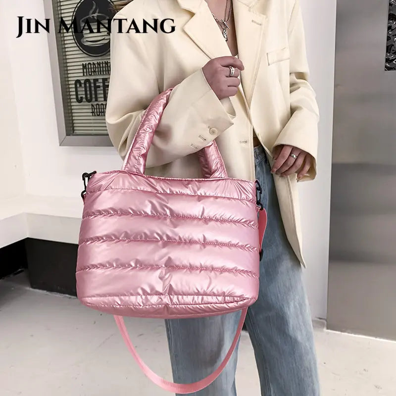 Padded Down Shoulder Bags for Women Large Capacity Tote Crossbody Bag