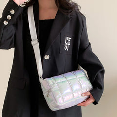 Quilted Check Winter Ladies Shopper Bag Casual Shoulder Bag Nylon Messenger Bags
