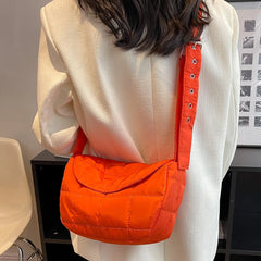 Quilted Cotton Shoulder Bag Solid Rhombus Pattern Crossbody Travel