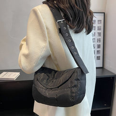 Quilted Cotton Shoulder Bag Solid Rhombus Pattern Crossbody Travel