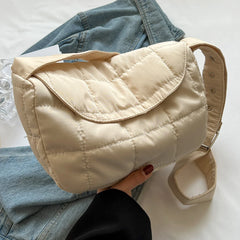 Quilted Cotton Shoulder Bag Solid Rhombus Pattern Crossbody Travel