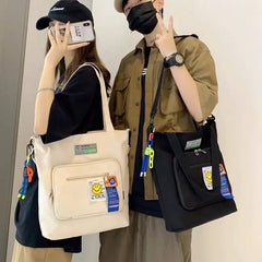 Canvas Tote Bag Cartoon Student Schoolbag Messenger Bag Large Capacity