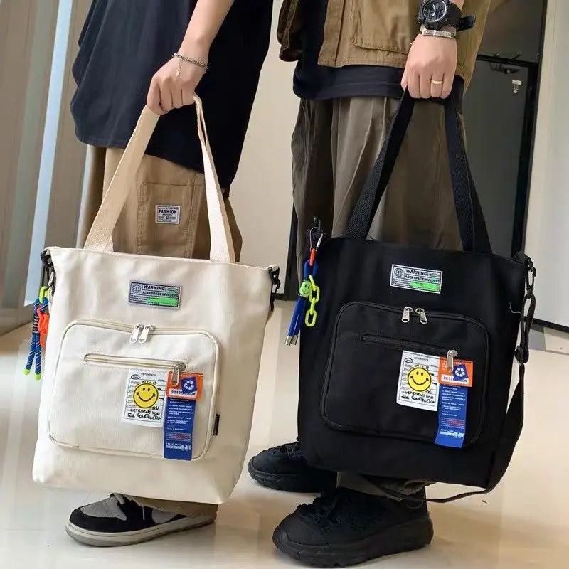 Canvas Tote Bag Cartoon Student Schoolbag Messenger Bag Large Capacity