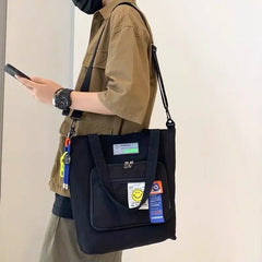 Canvas Tote Bag Cartoon Student Schoolbag Messenger Bag Large Capacity