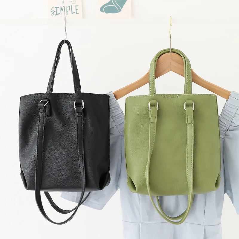 Women PU Leather Bucket Shoulder Bag Composite Bags Soft Purse