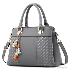 Tassel PU Leather Totes Bag Top-Handle Embroidery Crossbody Bag