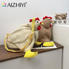 Hen Plush Shoulder Crossbody Messenger Bag Ladies Small Purse Handbags