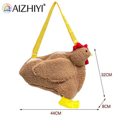 Hen Shape Plush Shoulder Crossbody Messenger Bag Fun Casual Ladies Cartoon