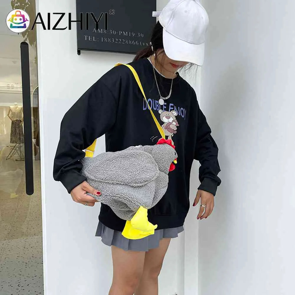 Hen Shape Plush Shoulder Crossbody Messenger Bag Fun Casual Ladies Cartoon