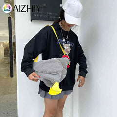 Hen Shape Plush Shoulder Crossbody Messenger Bag Fun Casual Ladies Cartoon
