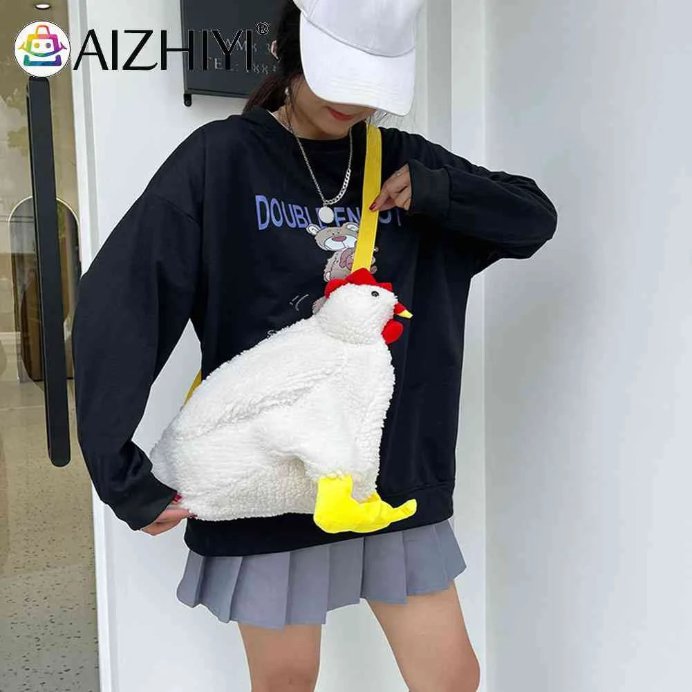 Hen Shape Plush Shoulder Crossbody Messenger Bag Fun Casual Ladies Cartoon