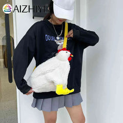Hen Shape Plush Shoulder Crossbody Messenger Bag Fun Casual Ladies Cartoon