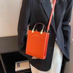 Women High Handbag Lady PU Leather Brown Small Totes Female Shoulder Bags